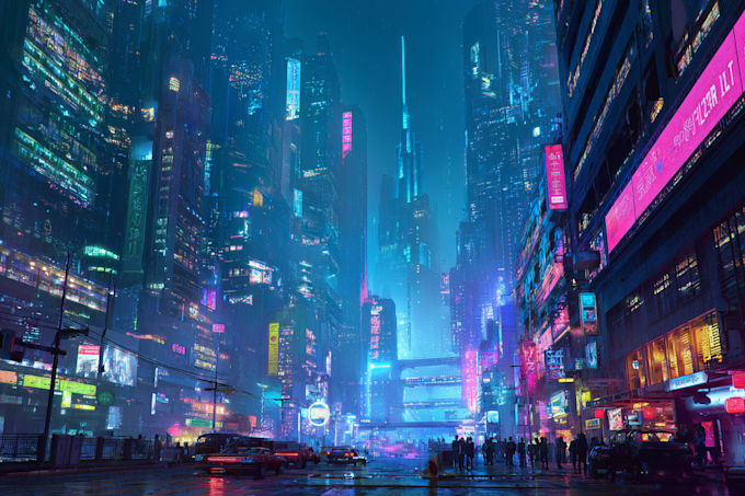 create futuristic cyberpunk city for you