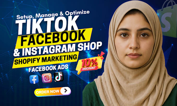 set up manage shopify dropshipping store marketing tiktok shop fb instagram ads