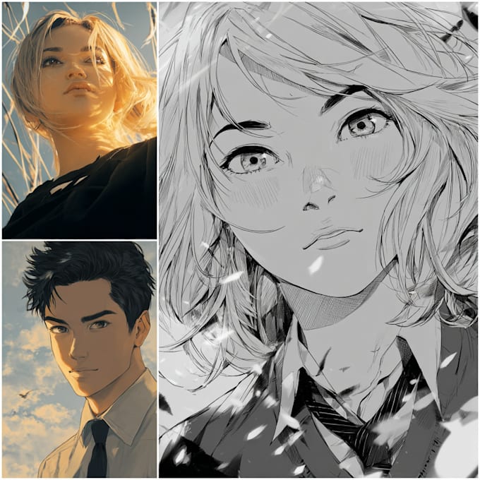 draw characters in anime, manga style