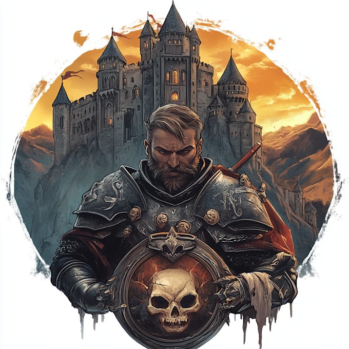 do medieval fantasy game, rpg, mmo game logo