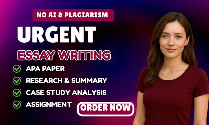write urgent essay, case study analysis, research, assignment and apa paper