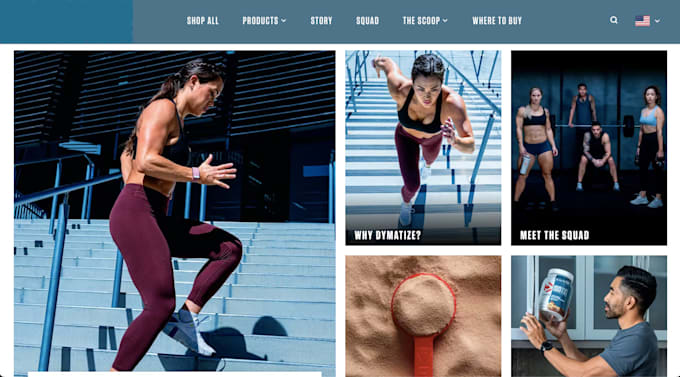 design fitness and supplement website, landing page for one product stores