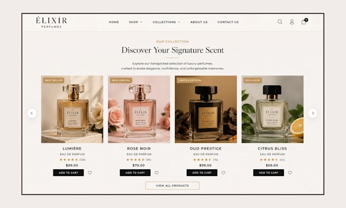 design perfume shopify store perfume website perfume store fragrance website