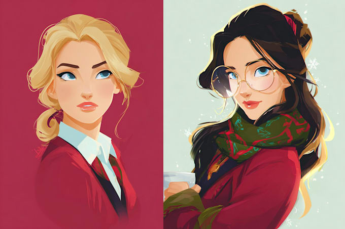 do cute disney cartoon portrait