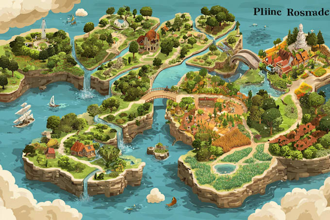 draw a unique vector or isometric map illustration digitally art
