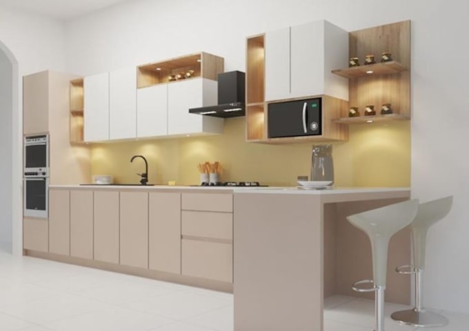 do kitchen design, kitchen interior, 3d model, plans and renders