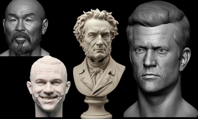 create realistic 3d head sculpture model character figure status for 3d printing