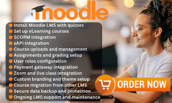 install moodle lms with quizzes, elearning courses, scorm and xapi integration