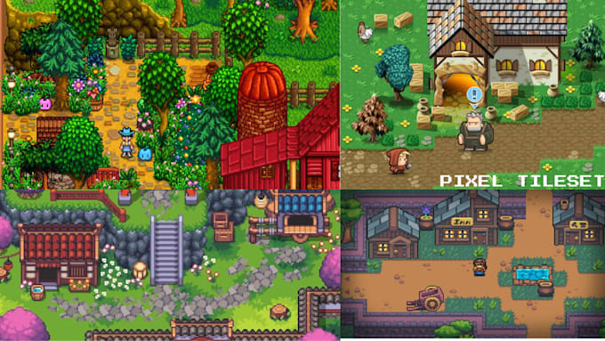 Pixel art tileset maken voor top down tile map 16x16 32x32 pixel art ...
