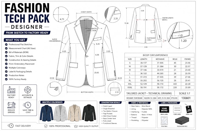 fashion tech pack designer clothing tech pack for clothing manufacturing
