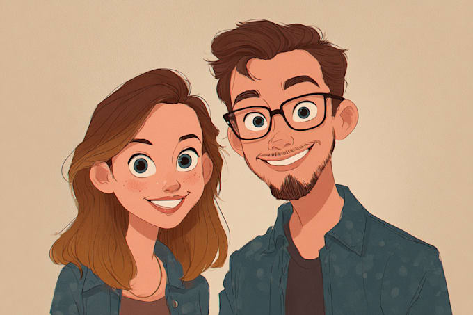 draw cartoon disney couple portrait