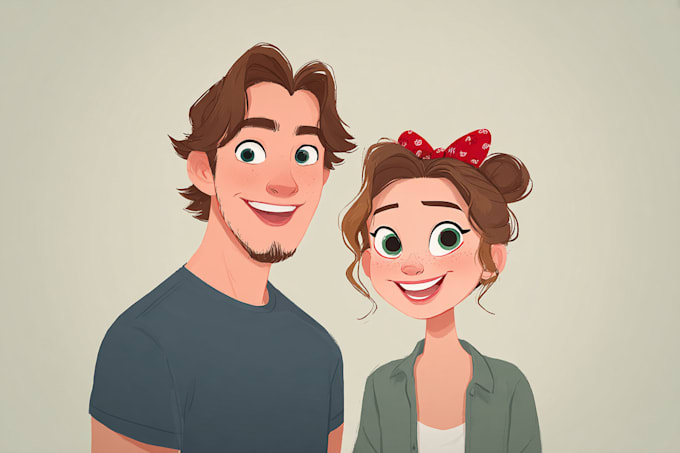 draw cartoon disney couple portrait