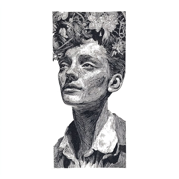 create a unique linocut portrait for you