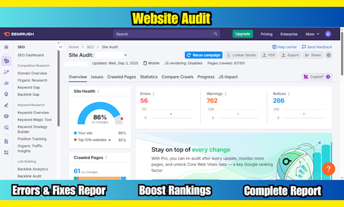 do a professional SEO site audit with recommendations