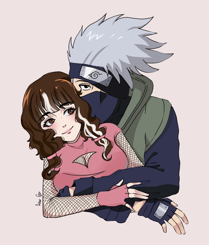 draw your oc x canon couple illustration in anime style