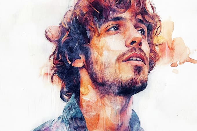 draw handmade watercolor portrait