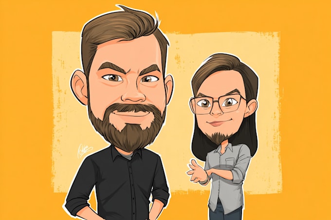 draw caricature characters, avatar cartoons, portrait