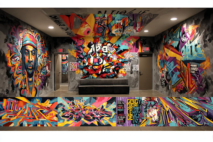 create custom graffiti art designs murals and wall arts