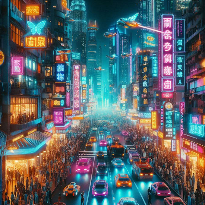 do cyberpunk futuristic city art