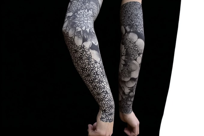 create a tattoo design for leg sleeve
