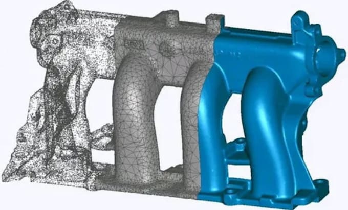reverse engineering from stl, obj, scan file to cad model