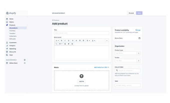shopify product uploading, product optimization, product management