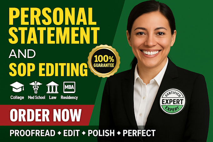 professionally proofread or edit your personal statement or statement of purpose