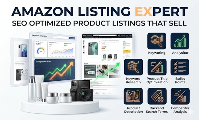 create amazon listing, optimization, product description, listing variation, SEO