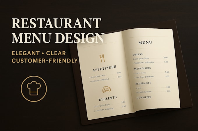 design a professional restaurant menu with a modern layout