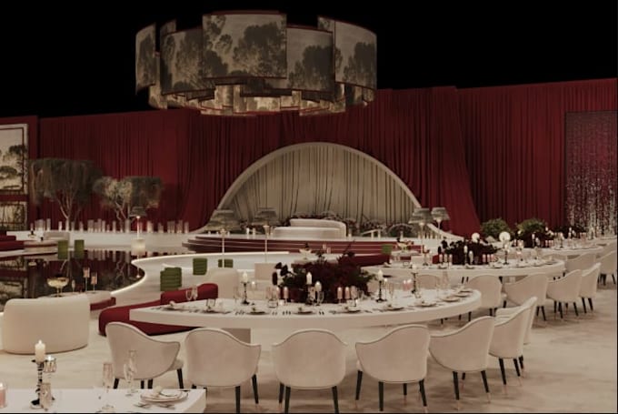 design 3d interior conference hall, wedding hall, event, concert venues render