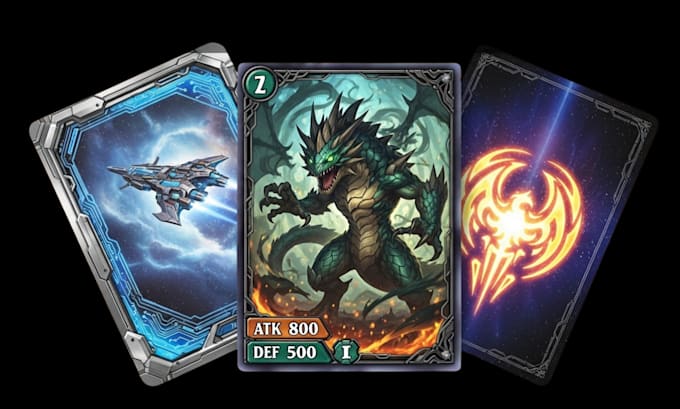 Design trading card game tcg ccg card templates with characters stats ...