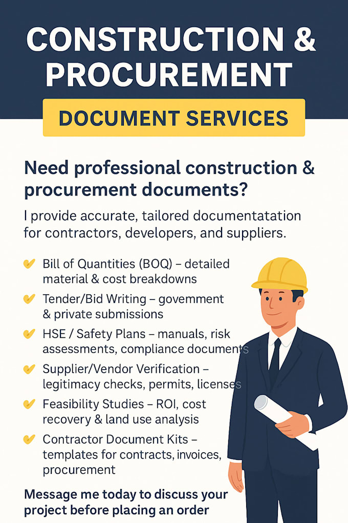 boqs tenders and procurement documents for construction