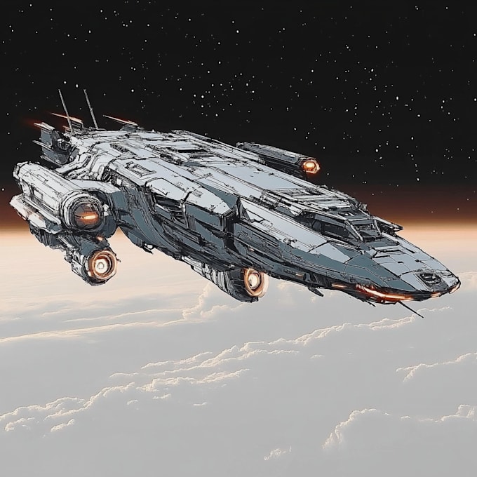 draw sci fi spaceship design