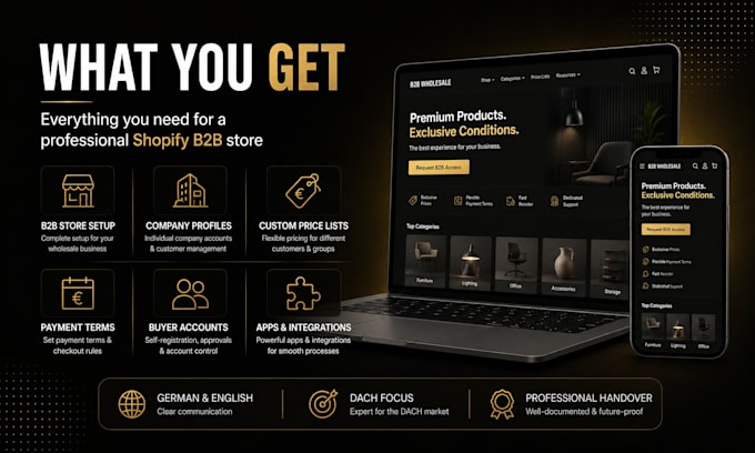 build or redesign your german shopify b2b wholesale store for the dach market