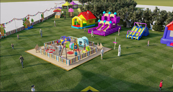 design 3d family fun, water sports, sports outlet, gym, interior and exterior