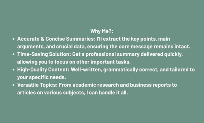 summarize any research, report, or article