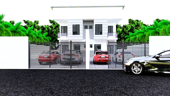 3d model exterior house commercial real estate building rendering visualization