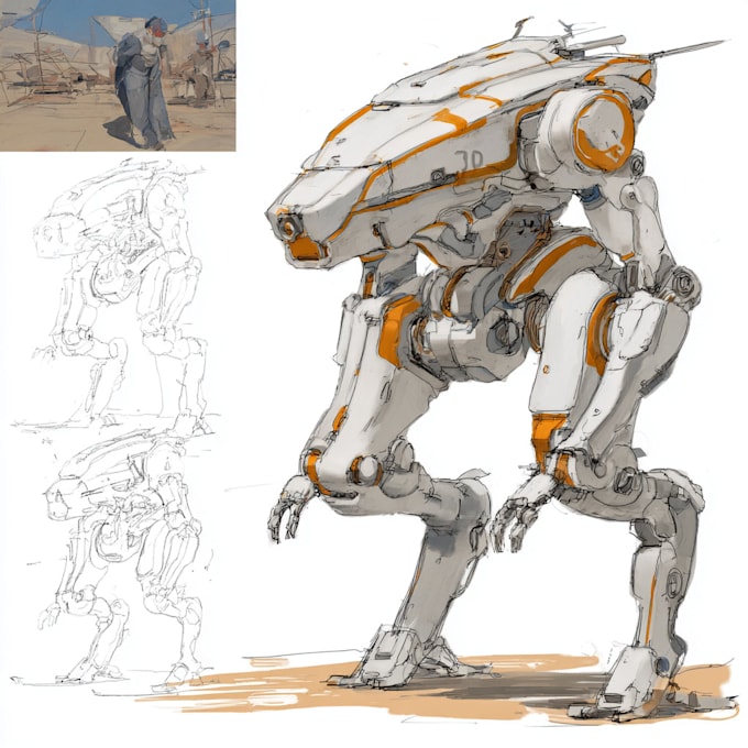 draw or design mechs robots concepts