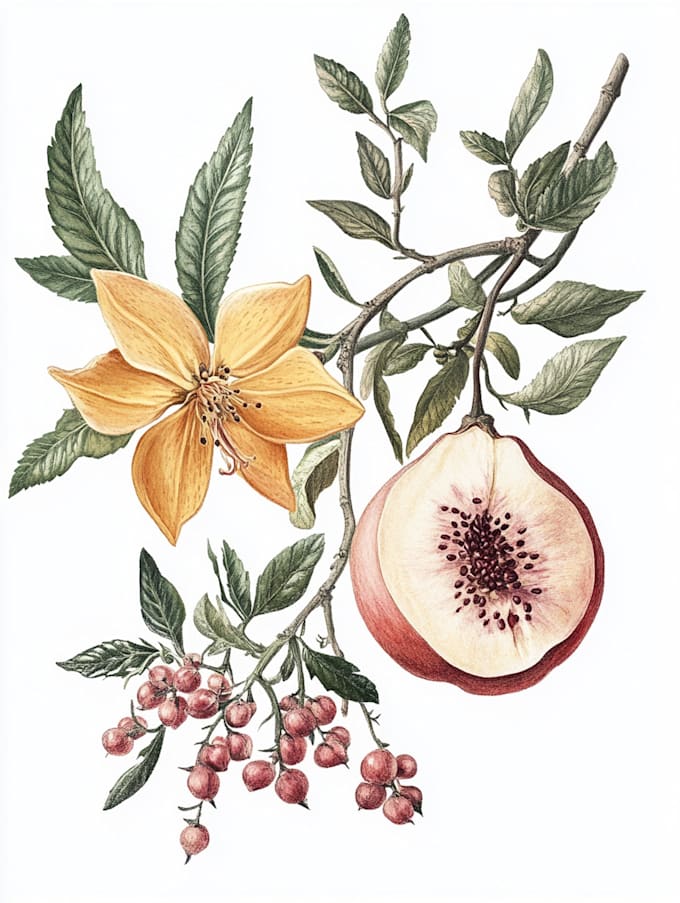 draw a realistic botanical illustration