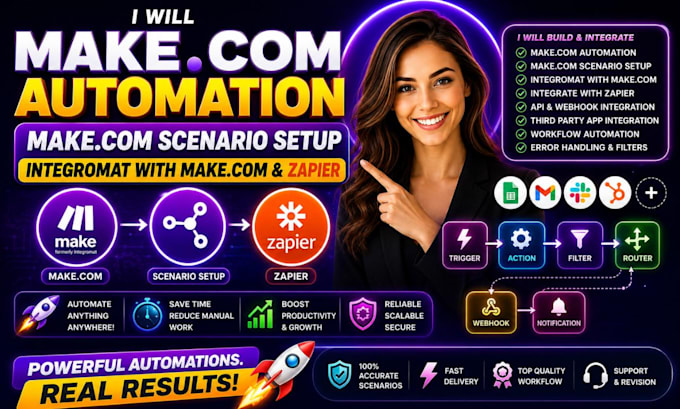 make com automation make com scenario setup integromat with make com and zapier