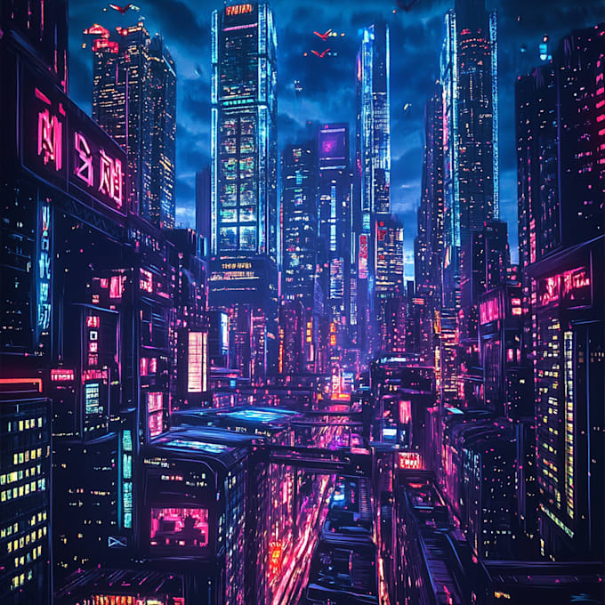 Design a sci fi and cyberpunk futuristic city art by Raymonrisp | Fiverr