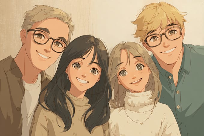 make cute anime family artwork