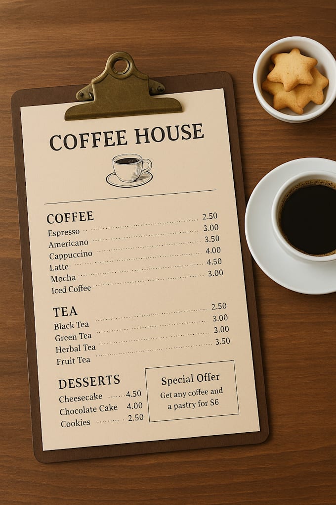 design attractive food and drink menus for your business