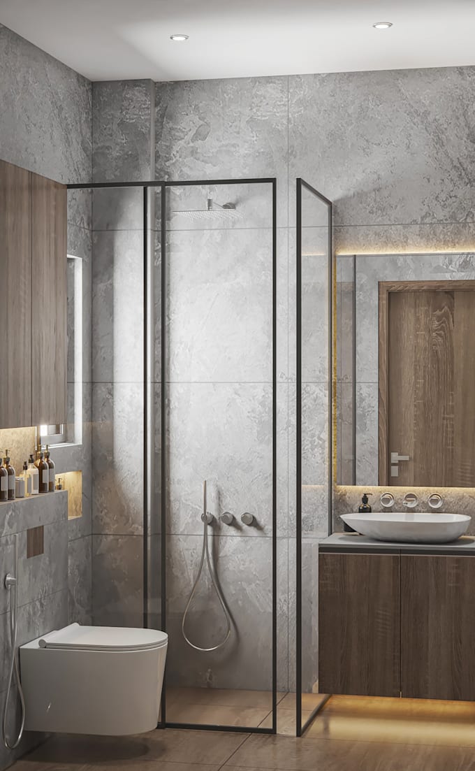 do realistic bathroom 3d rendering and interior design
