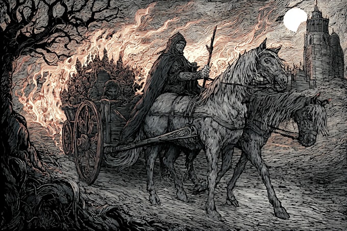 Draw black and white, dark art, fantasy art illustration by Garrikaimon ...