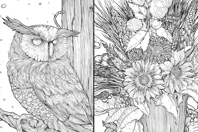 Draw detailed coloring book page adults or children by Quantelleed | Fiverr