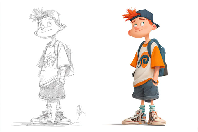 illustrate a pro cartoon character design
