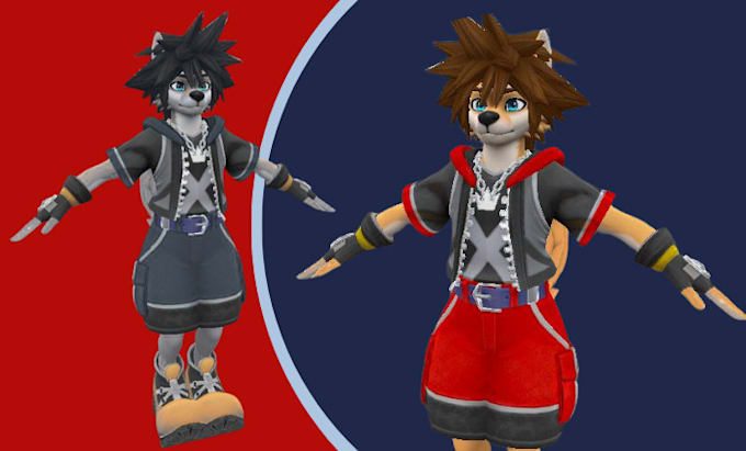 do custom 3d avatar vr character 3d model furry avatar 3d rigging vrc avatar