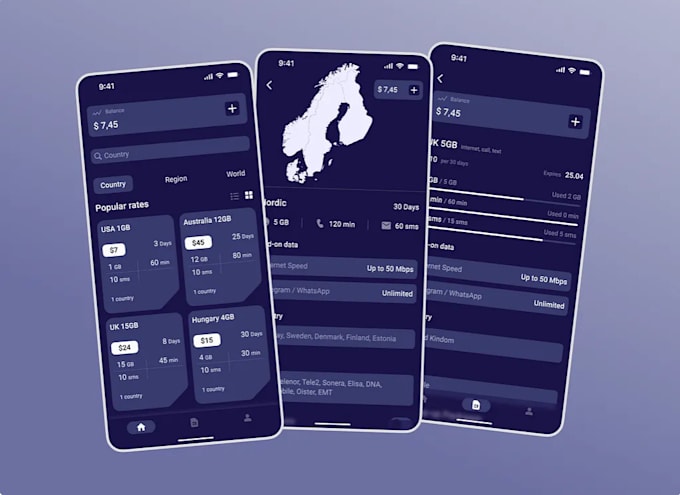 build esim app, voip, softphone app, esim website with loyalty program
