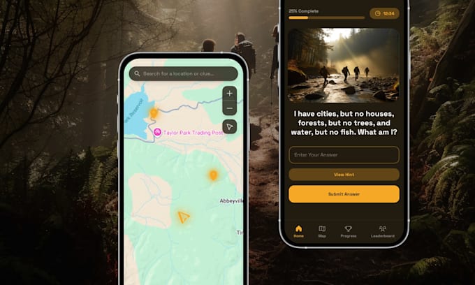 create a treasure hunt app with gps, riddles, and real time challenges